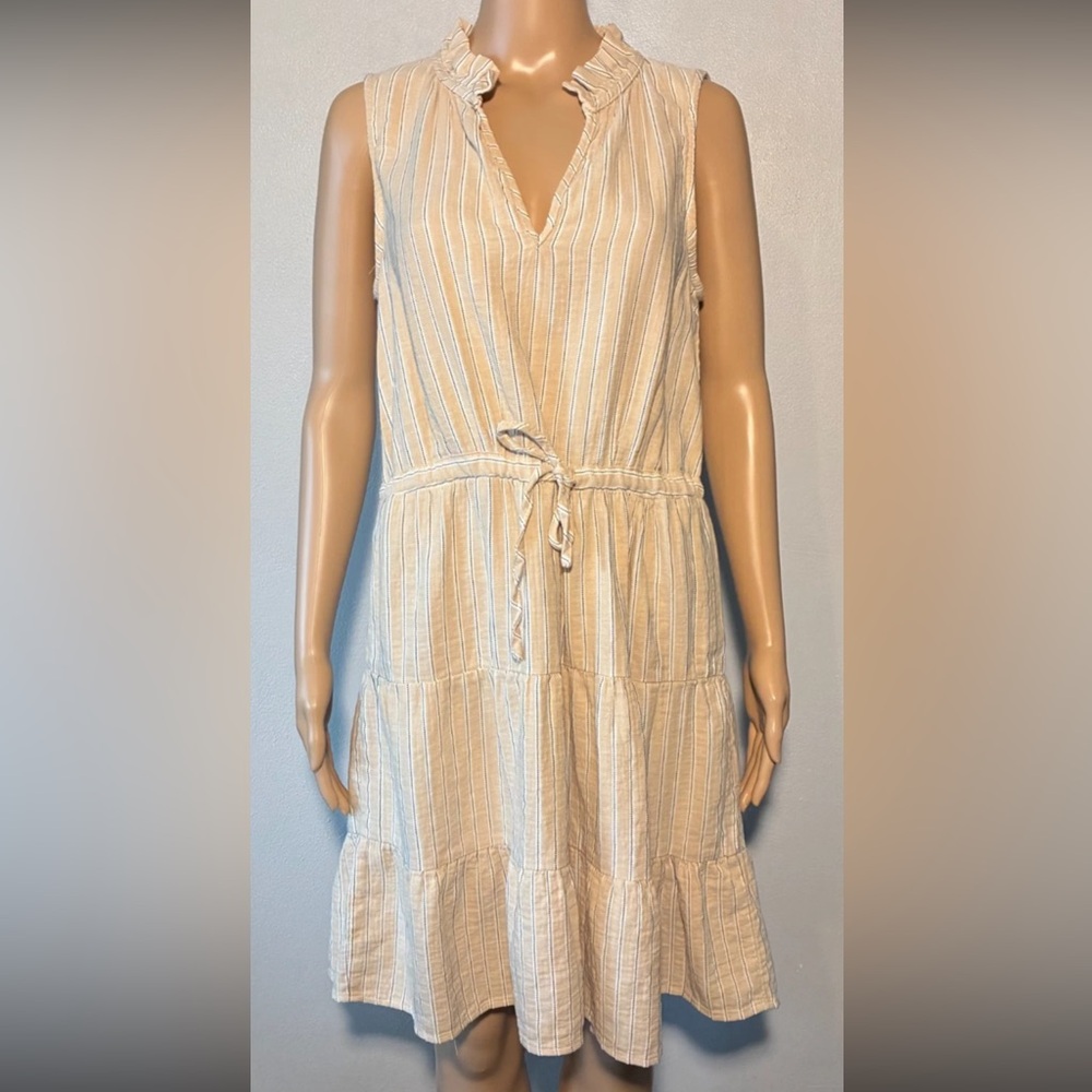 Just Living Women's Sundress Size S Ruffle Tier Drawstring Waist Cotton Blend